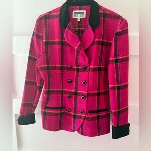 Vintage Lois Snyder Dani Max Pink Plaid Double-Breasted Blazer